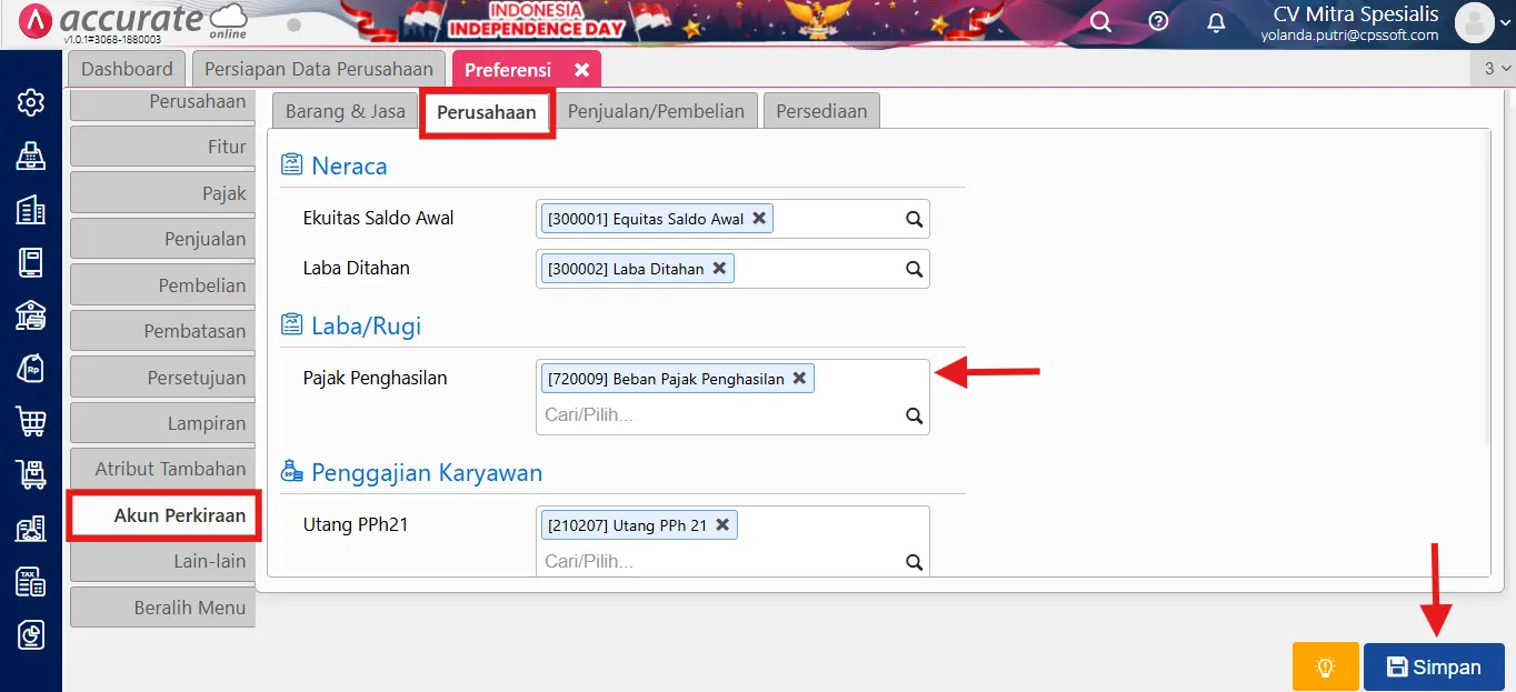 melihat laba setelah pajak di accurate online